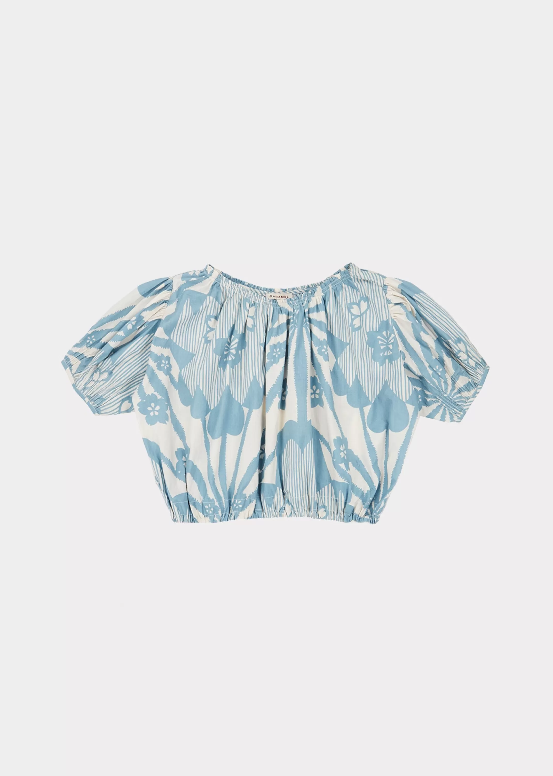 Tops-CARAMEL Queenspark Blouse Blue Flower Print