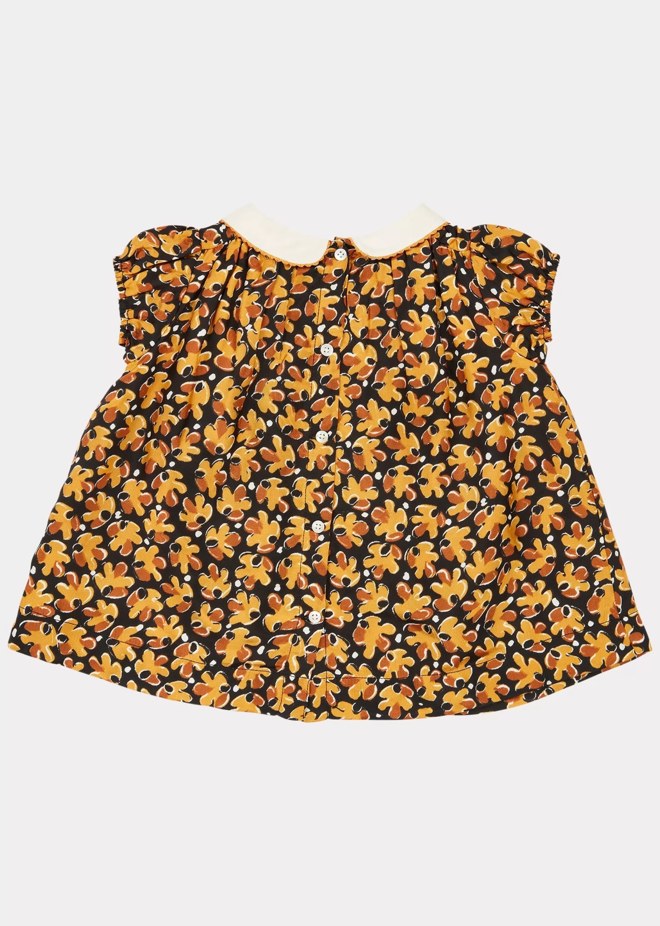 Sets-CARAMEL Siskin Baby Tunic Set - Black Leaf Print