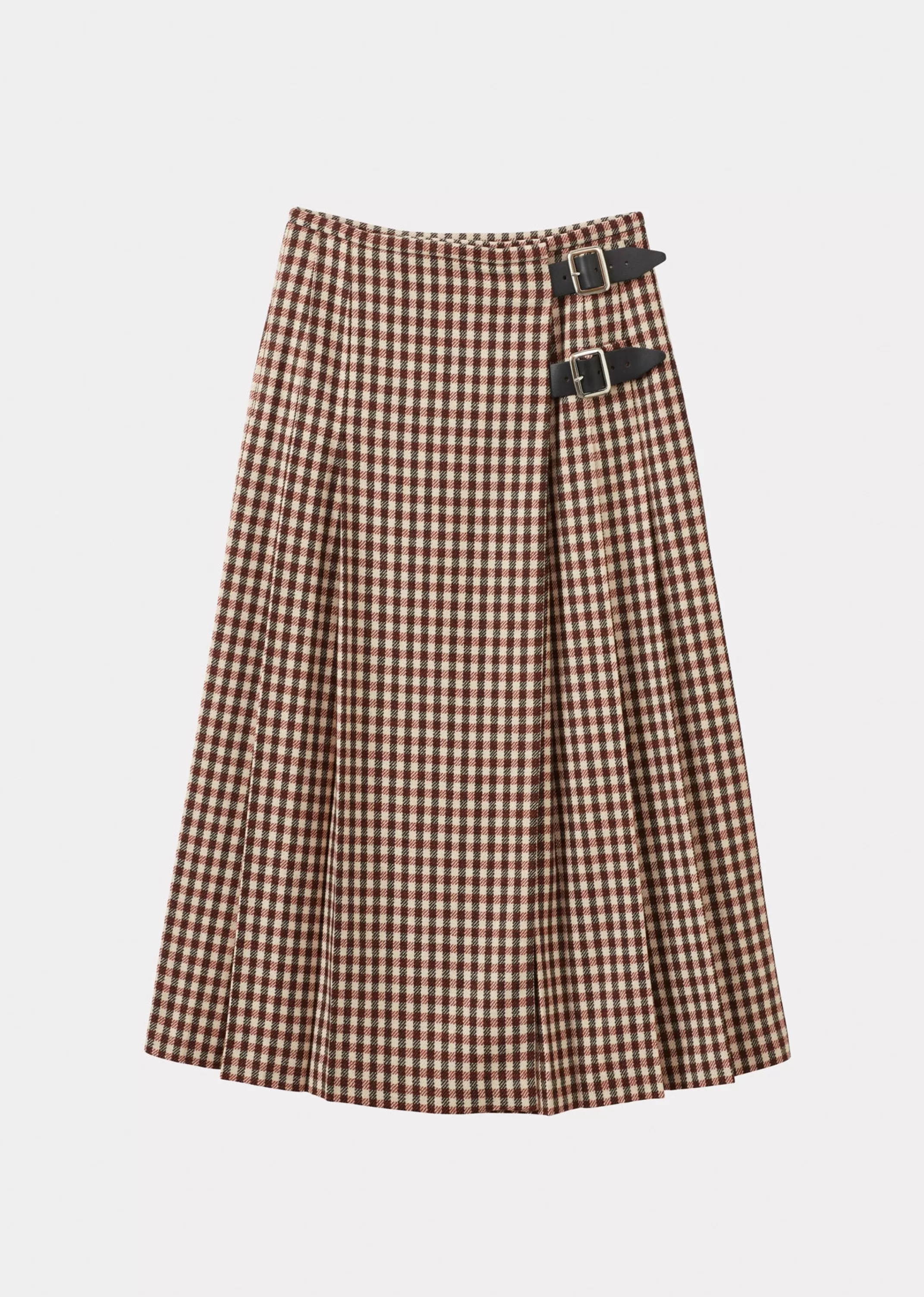 Skirts-CARAMEL Stirling Kilt Woman - Brown Check