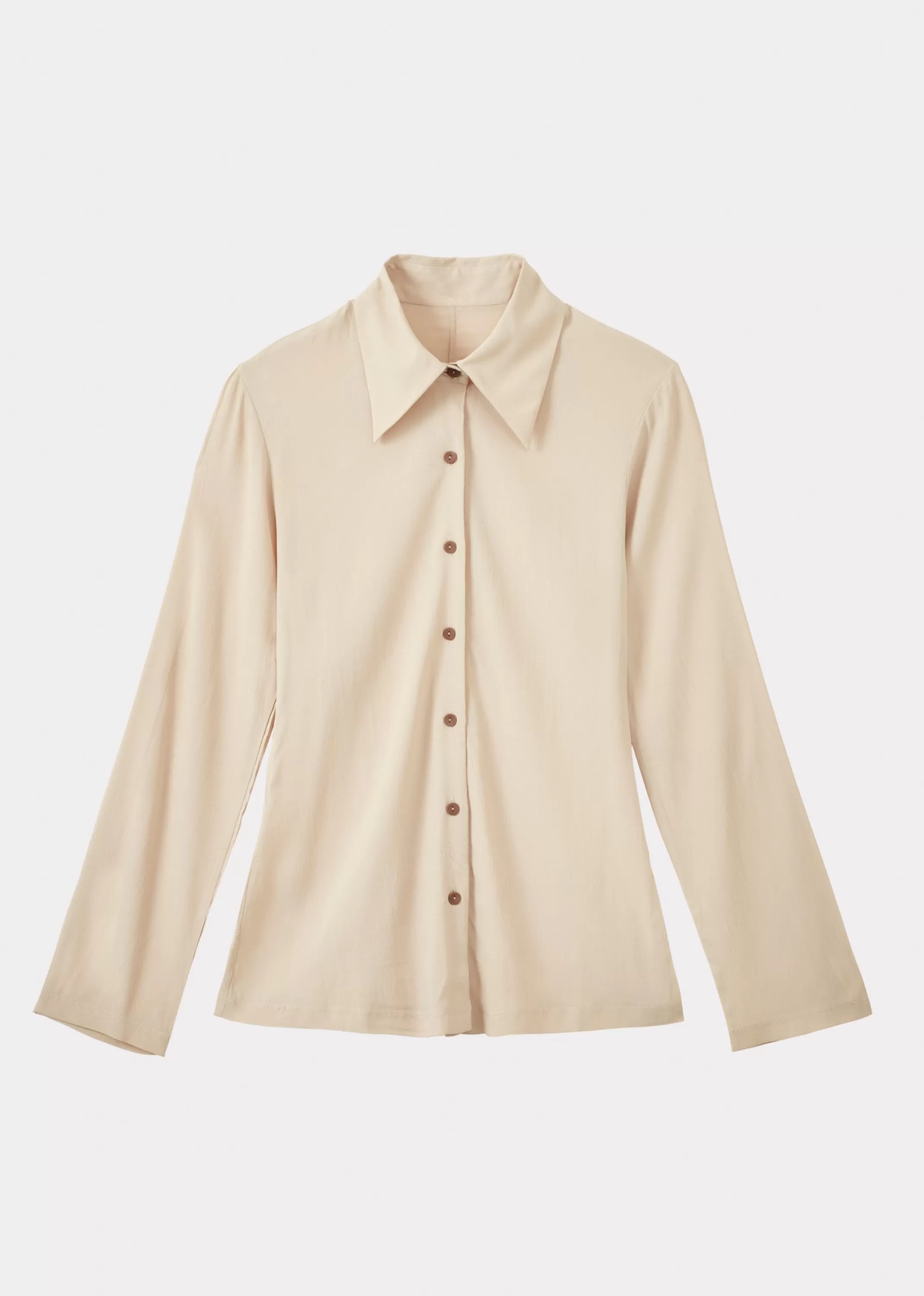 Tops-CARAMEL Stretch Women Shirt - Beige