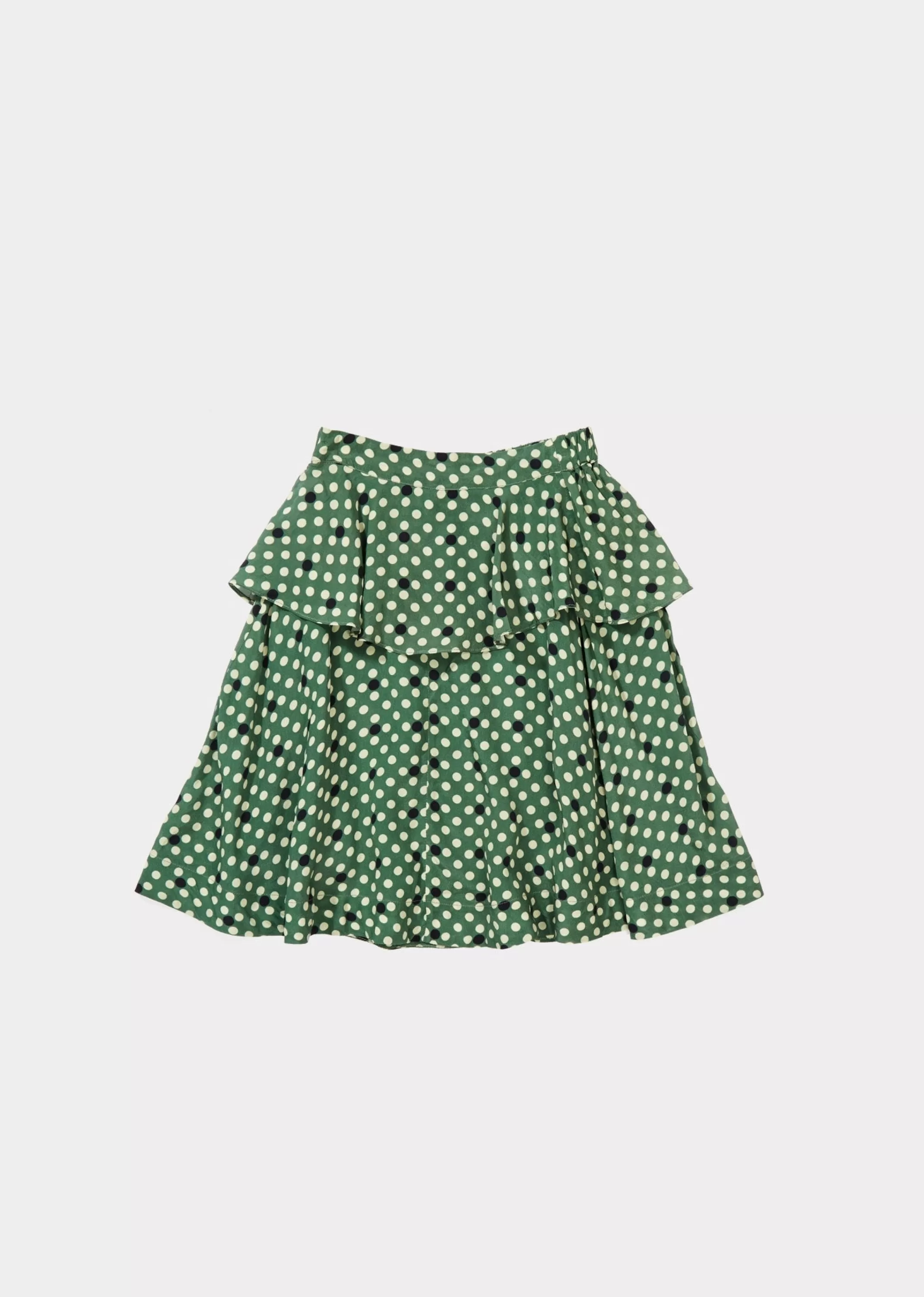 Skirts-CARAMEL Swan Skirt - Forest Green Polka Dot