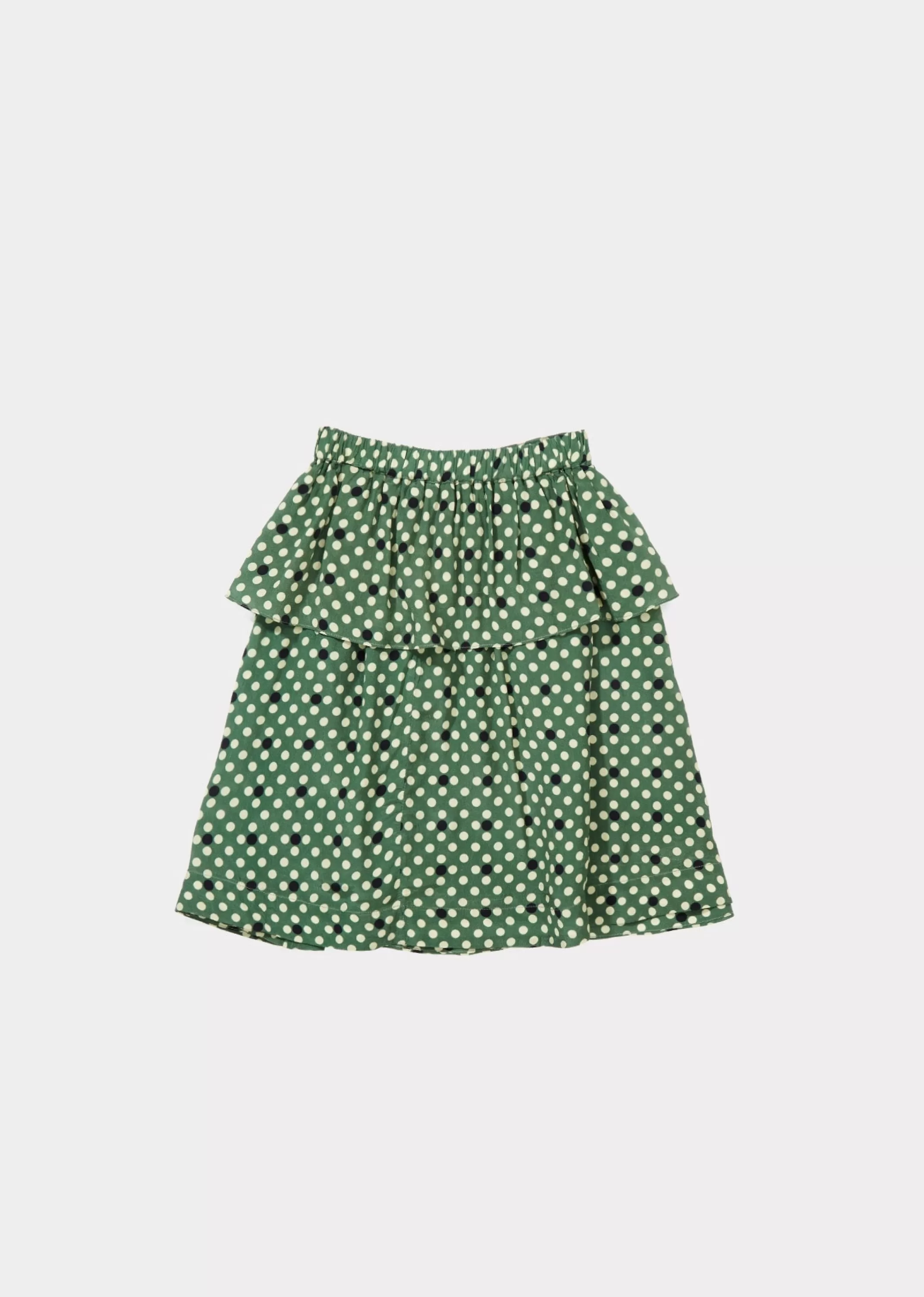 Skirts-CARAMEL Swan Skirt - Forest Green Polka Dot