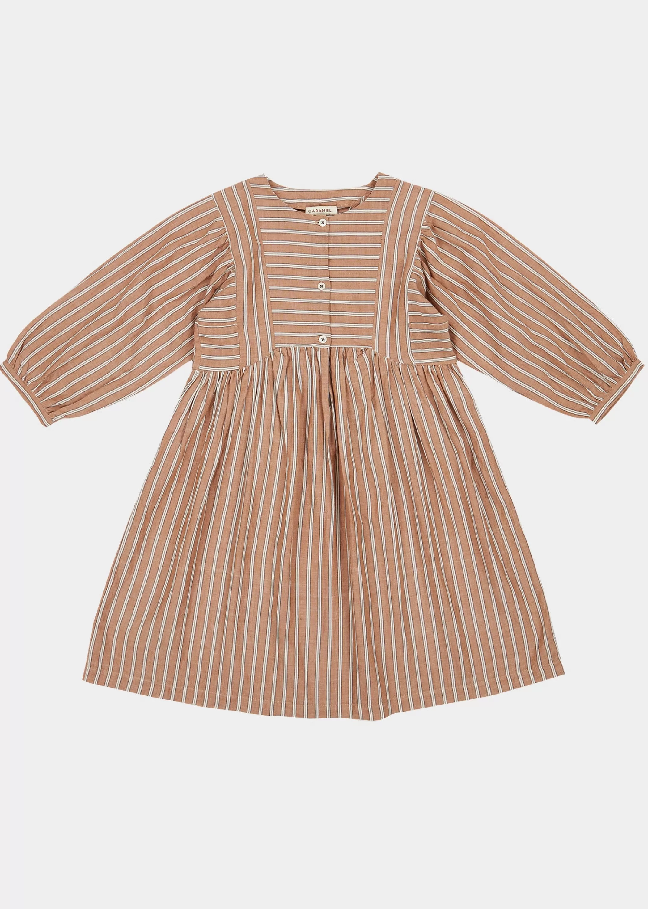 Dresses-CARAMEL Yarrow Dress - Beige Stripe