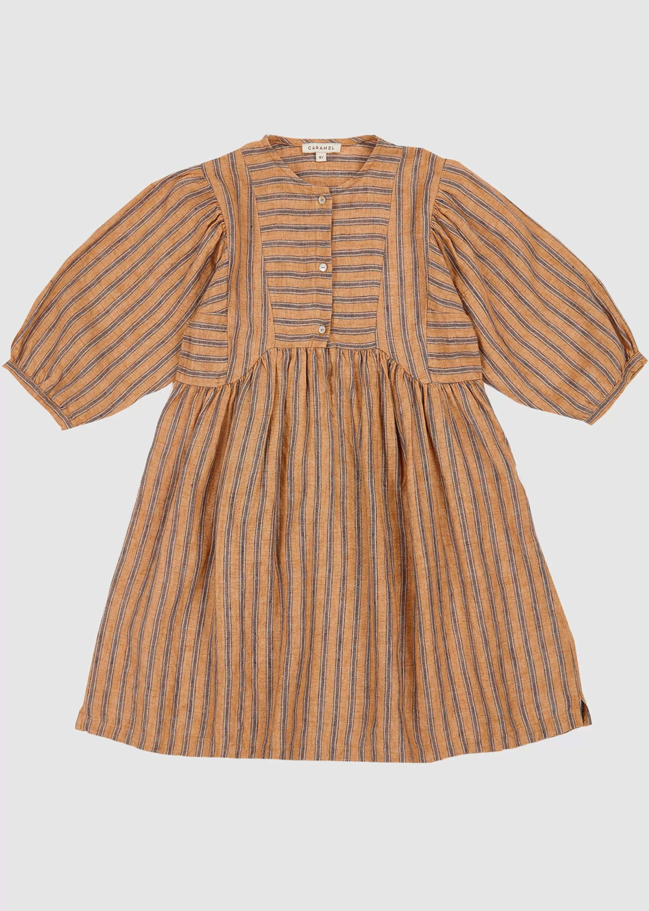 Dresses-CARAMEL Yarrow Dress - Mustard Stripe